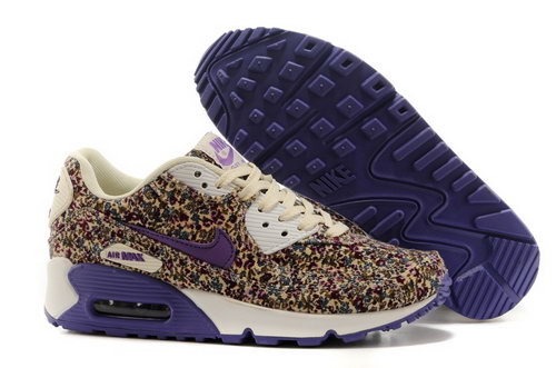 Nike Air Max 90 Womenss Shoes Online Light Gray Flower Purple Low Price